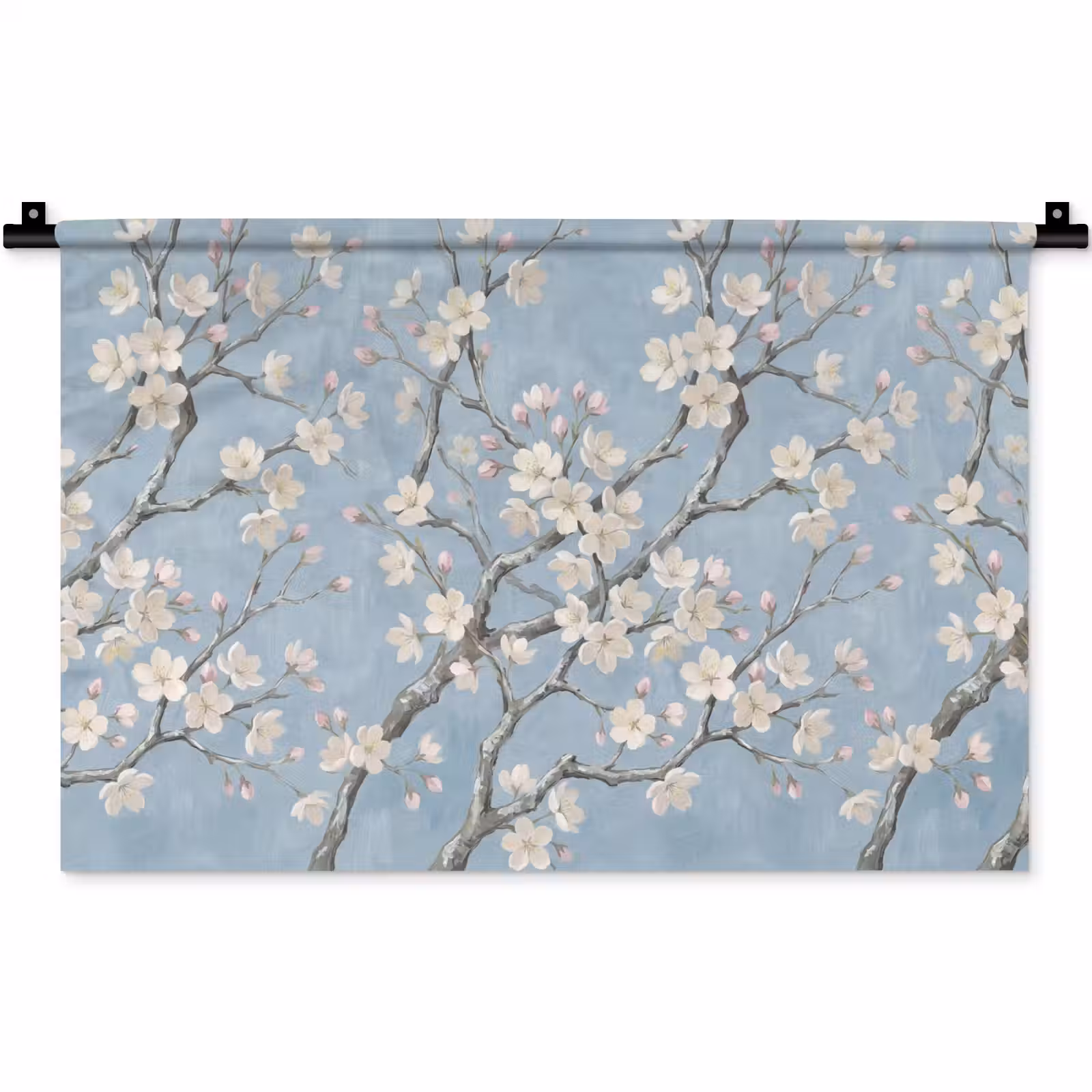 Wandkleed - Takken - Kersenbloesem - Blauw — 1