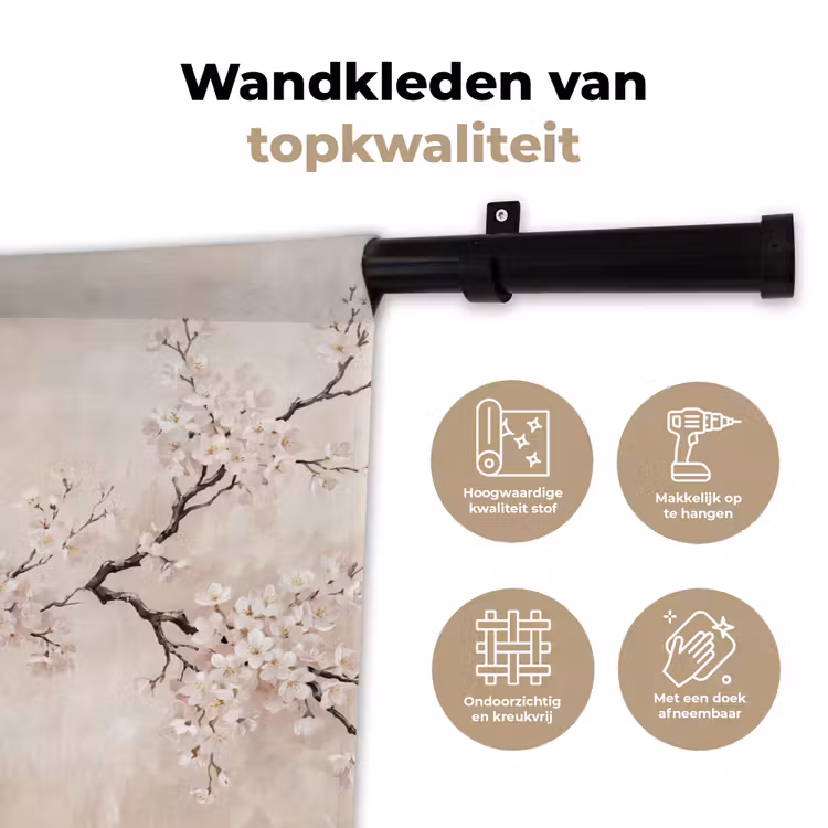 Wandkleed - Bloesem - Illustratie - Taupe — 3