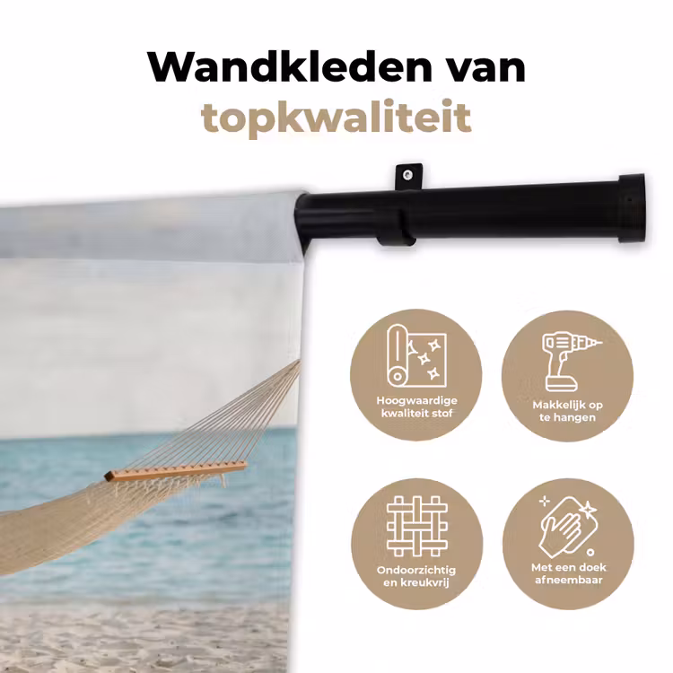 Wandkleed - Hangmat - Strand - Wit — 3