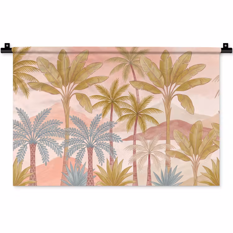 Wandkleed - Illustratie - Palmbomen - Kleurrijk — 1