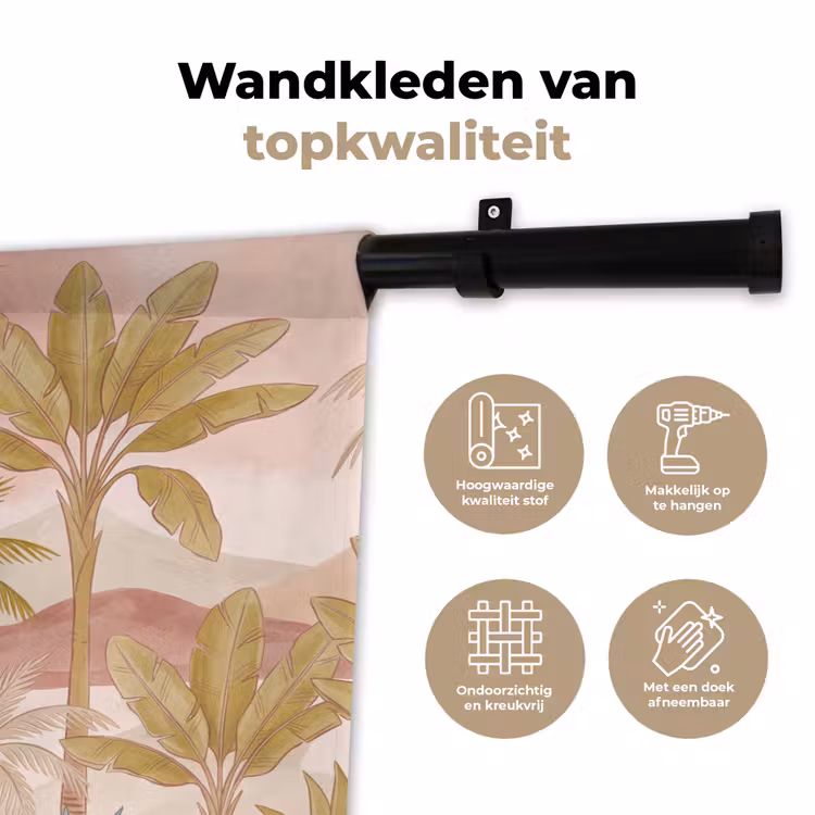 Wandkleed - Illustratie - Palmbomen - Kleurrijk — 3