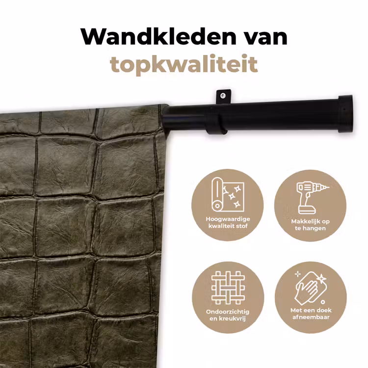 Wandkleed - Krokodillenleer - Structuur - Groen — 3