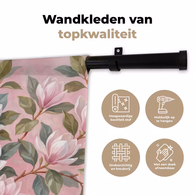 Wandkleed - Magnolia's - Patroon - Roze — 3