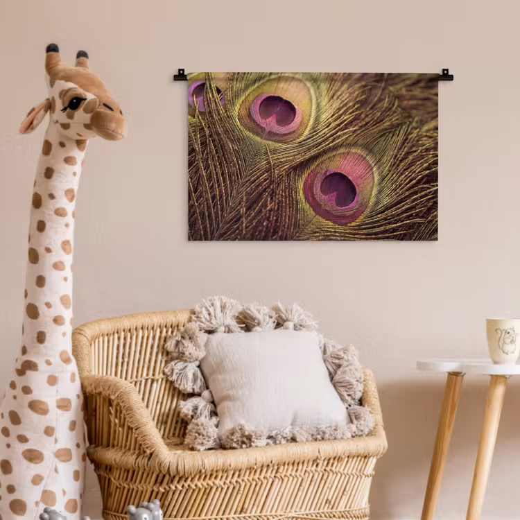 Wandkleed - Pauw - Veren - Paars - Groen — 5