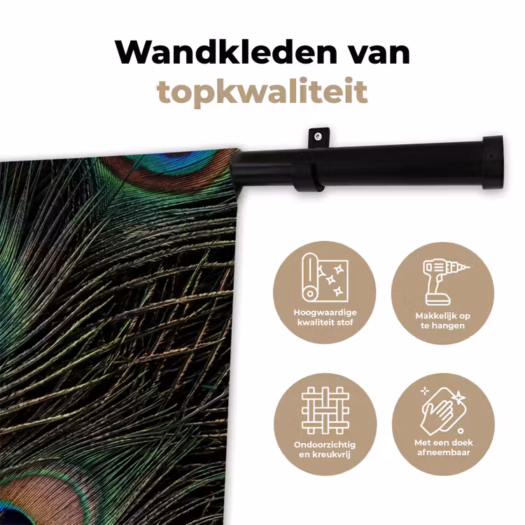 Wandkleed - Pauwenveren - Klassiek - Groen — 3
