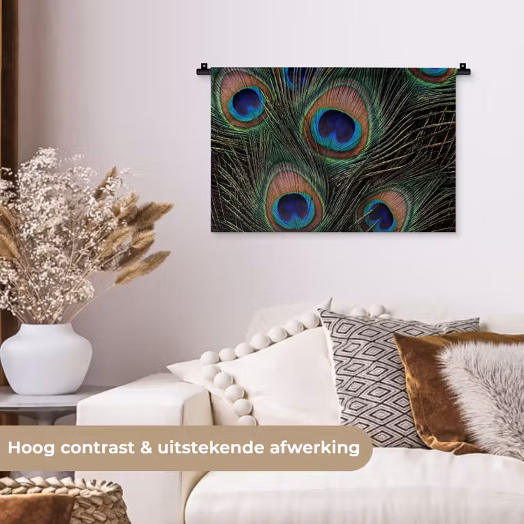 Wandkleed - Pauwenveren - Klassiek - Groen — 4