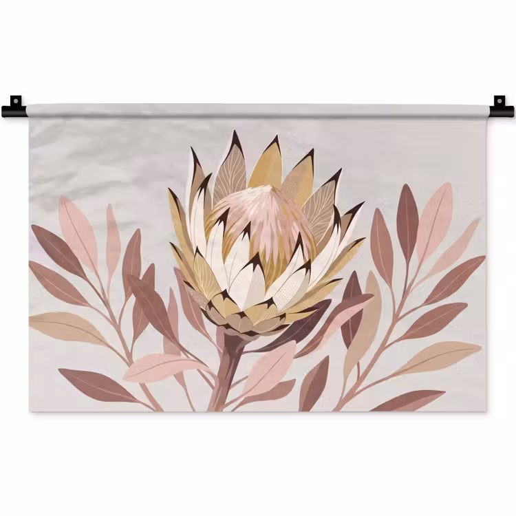 Wandkleed - Protea - Bloem - Botanisch - Beige — 1