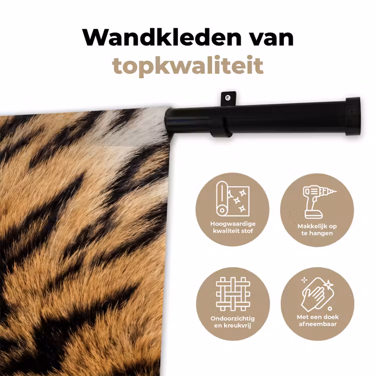 Wandkleed - Realistisch - Tijgervacht - Zwart — 3