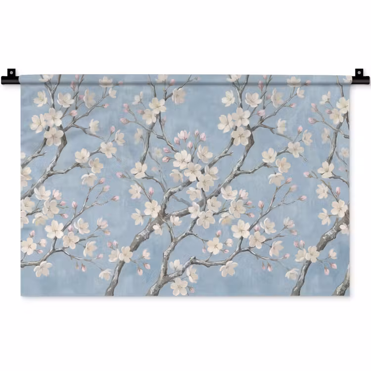 Wandkleed - Takken - Kersenbloesem - Blauw — 1