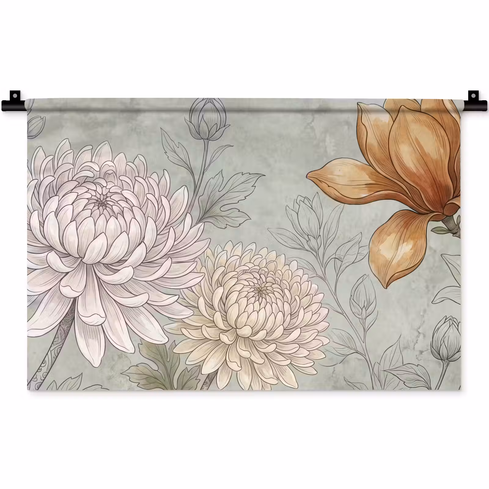 Wandkleed - Illustratie - Bloemen - Groen — 1