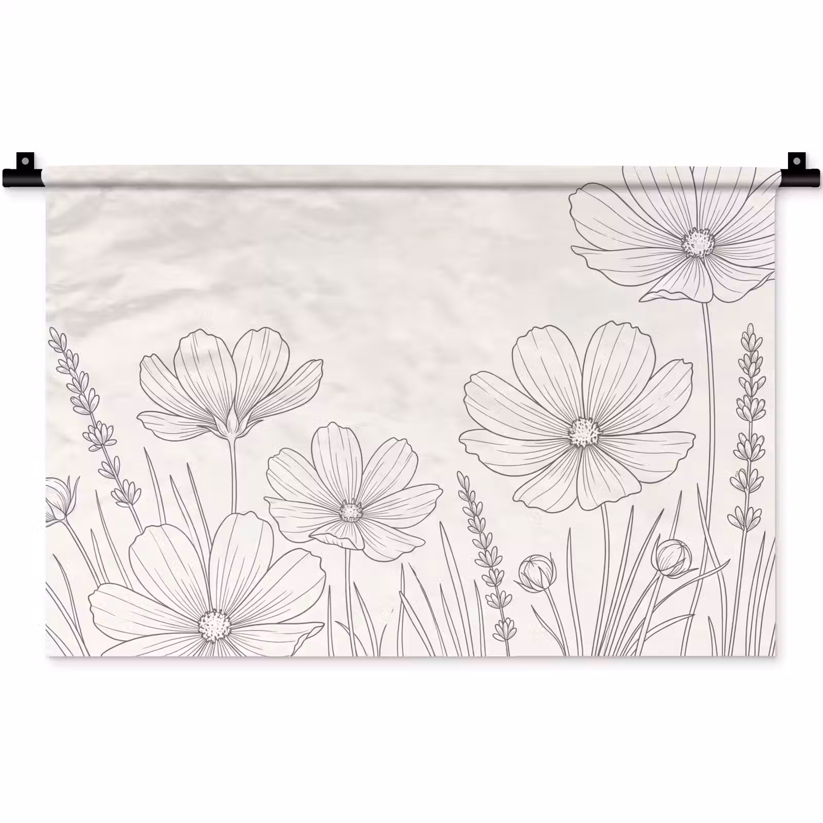 Wandkleed - Minimalistisch - Modern - Bloemen - Beige — 1
