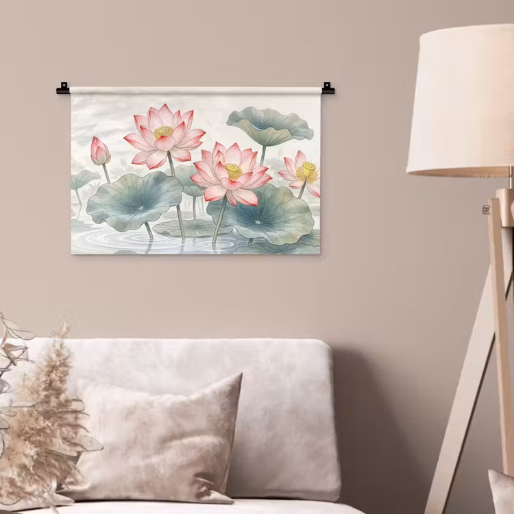 Wandkleed - Aquarel - Lotusbloemen - Kleurrijk — 2