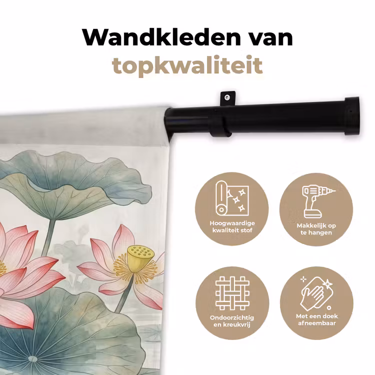Wandkleed - Aquarel - Lotusbloemen - Kleurrijk — 3