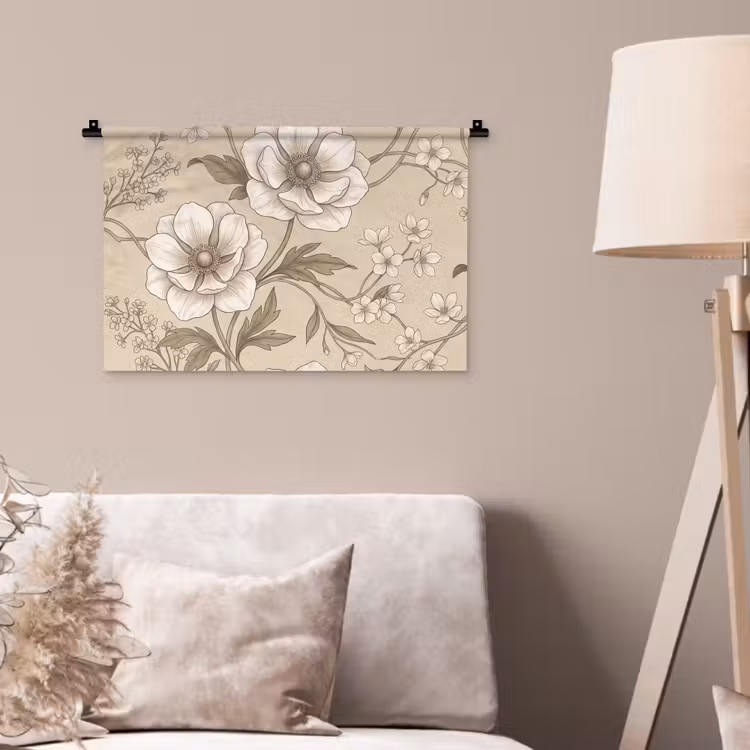 Wandkleed - Bloemen - Patroon - Beige — 2