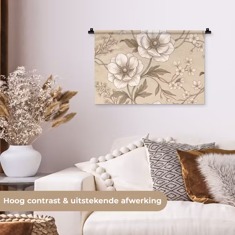 Wandkleed - Bloemen - Patroon - Beige — 4