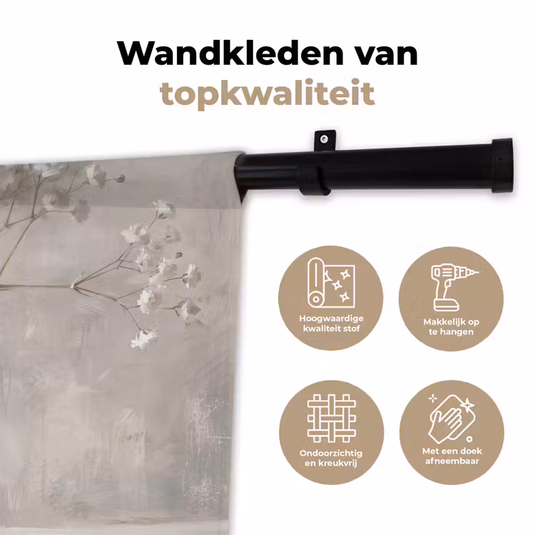 Wandkleed - Gipskruid - Vaas - Wit — 3