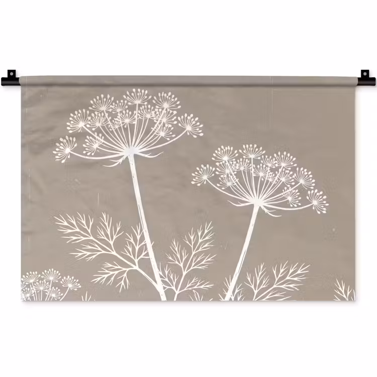 Wandkleed - Grafisch - Fluitenkruid - Taupe — 1