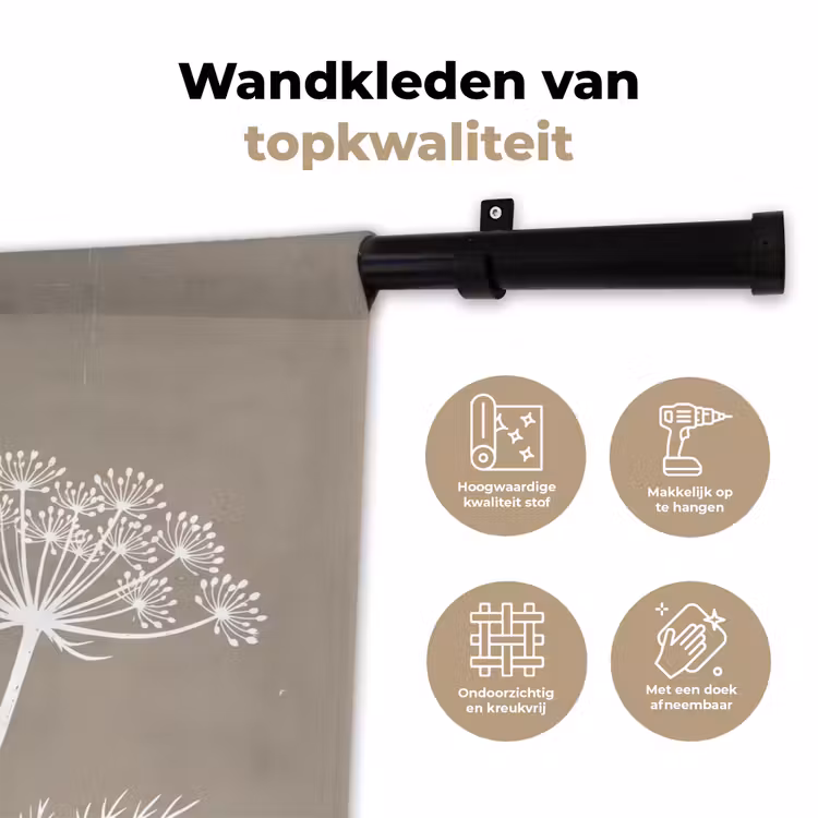 Wandkleed - Grafisch - Fluitenkruid - Taupe — 3