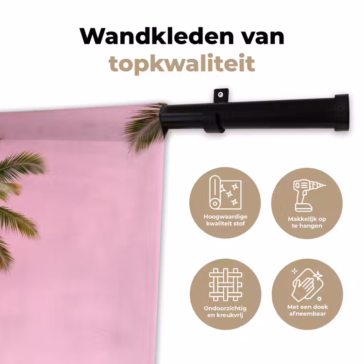 Wandkleed - Palmboom - Tropisch - Pink — 3