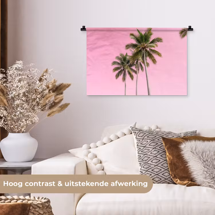 Wandkleed - Palmboom - Tropisch - Pink — 4