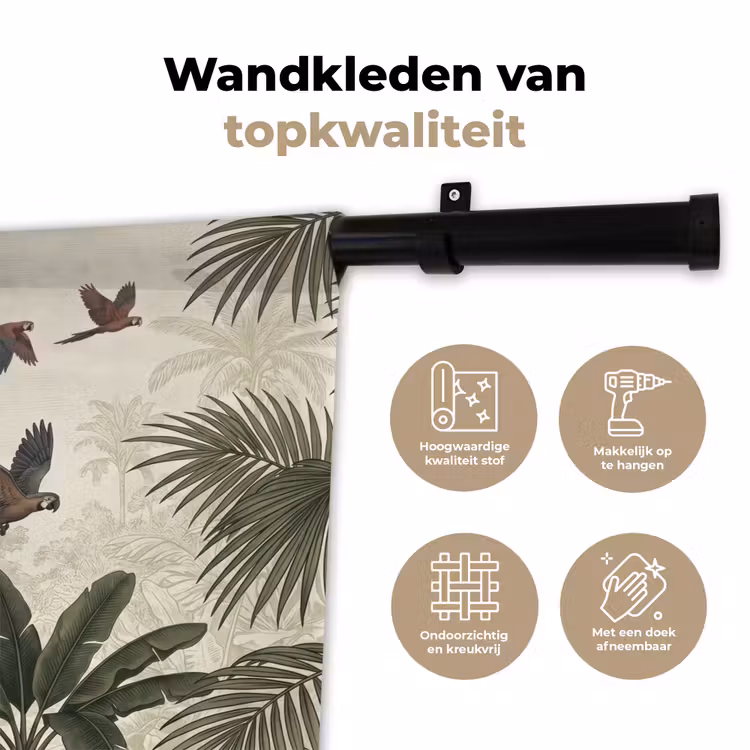 Wandkleed - Papagaaien - Jungle - Tropisch - Green — 3