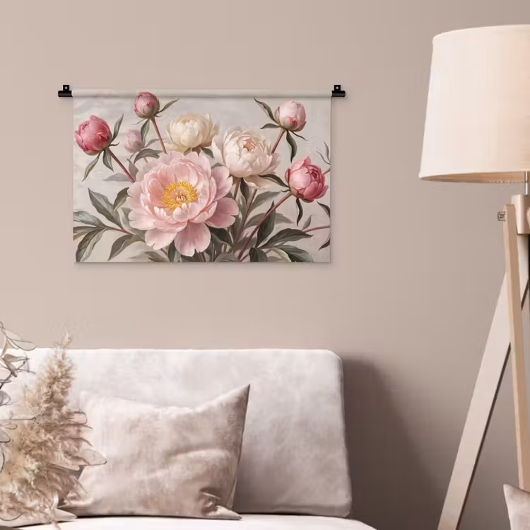 Wandkleed - Pioenrozen - Boeket - Roze — 2