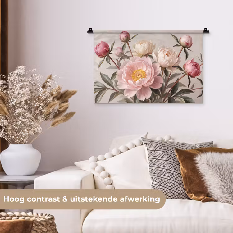 Wandkleed - Pioenrozen - Boeket - Roze — 4