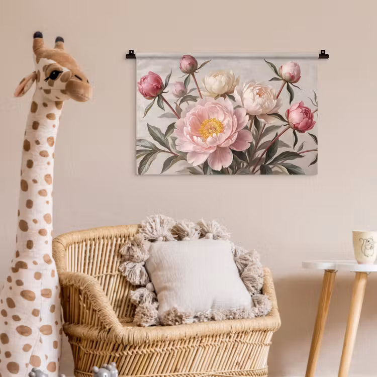 Wandkleed - Pioenrozen - Boeket - Roze — 5