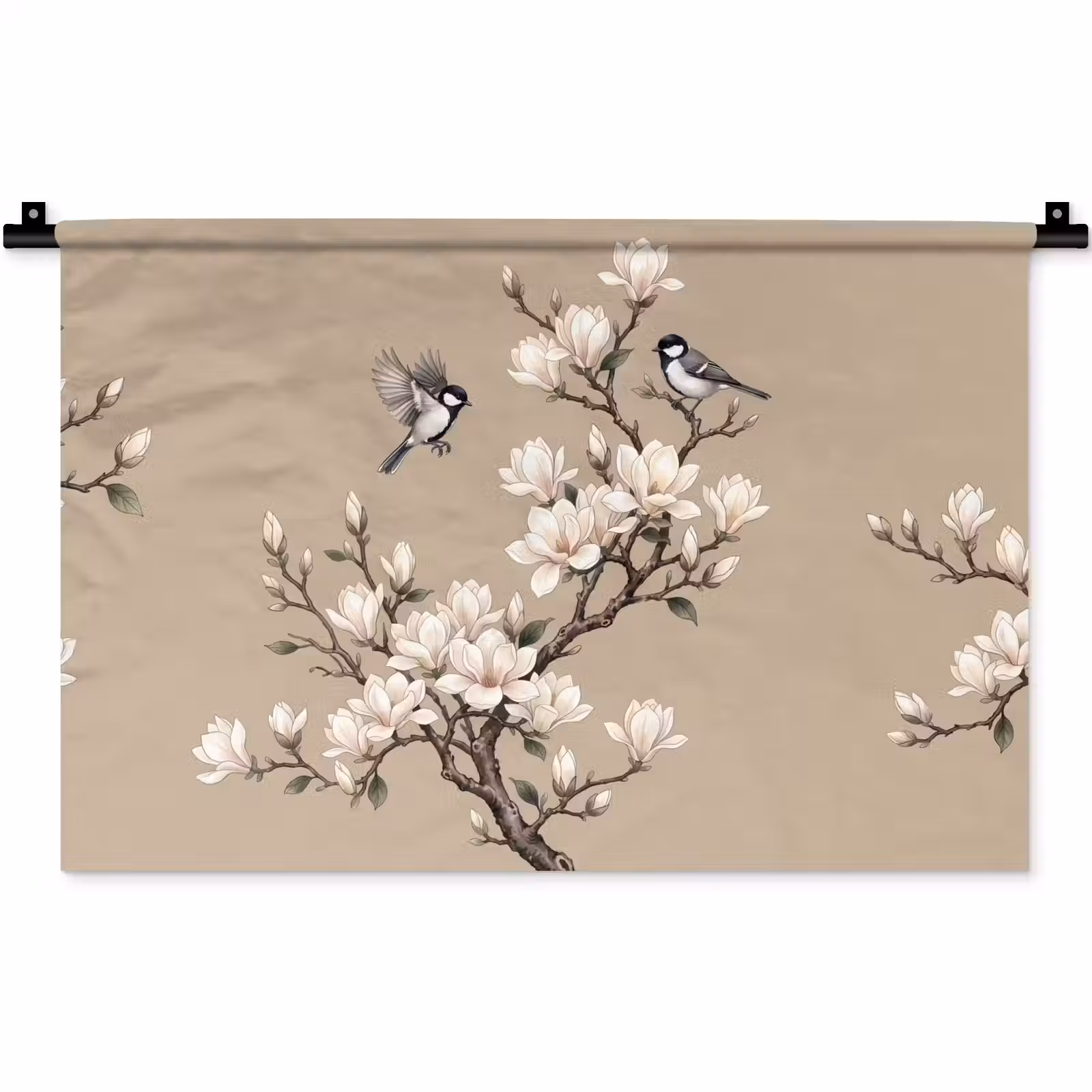 Wandkleed - Oosters - Vogels - Beige — 1