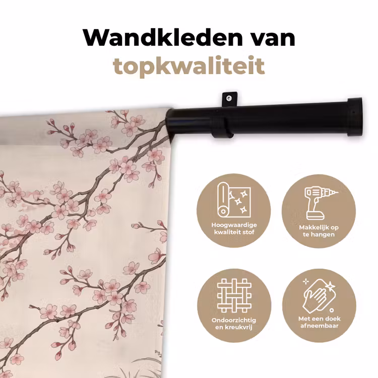 Wandkleed - Aziatisch - Kraanvogel - Beige — 3