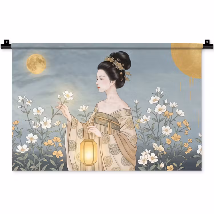 Wandkleed - Aziatisch - Vrouw - Kimono — 1