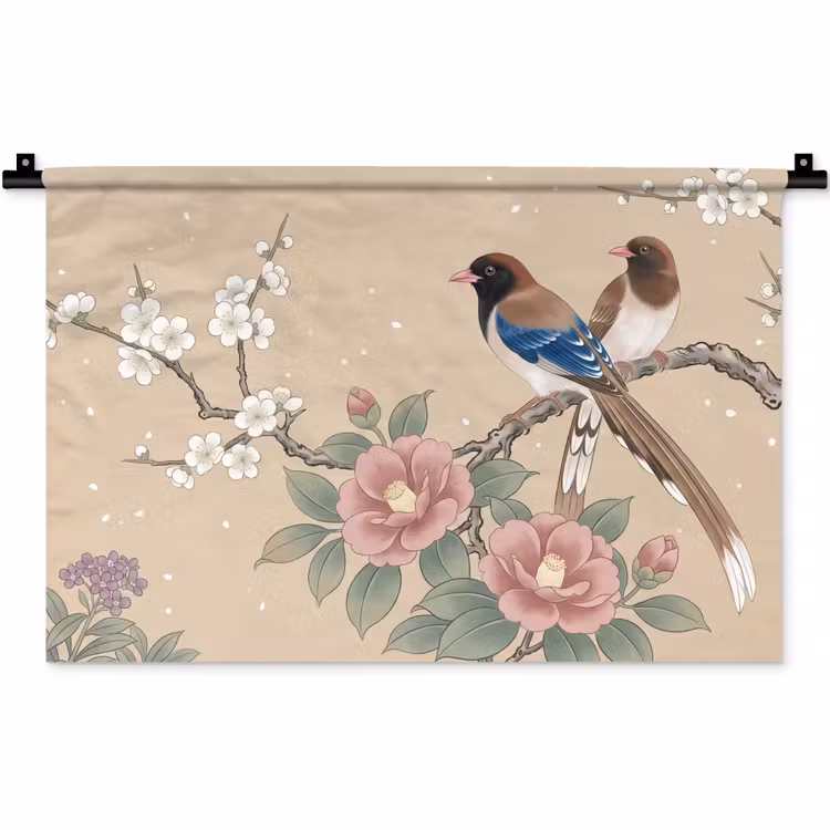 Wandkleed - Bloemen - Vogels - Bloemen — 1