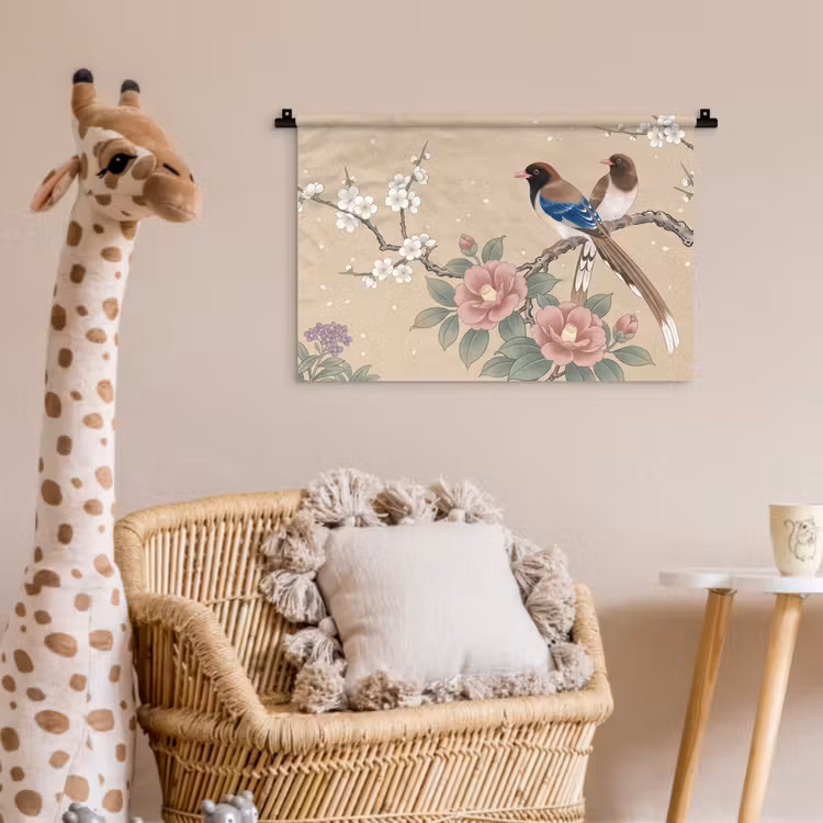 Wandkleed - Bloemen - Vogels - Bloemen — 5
