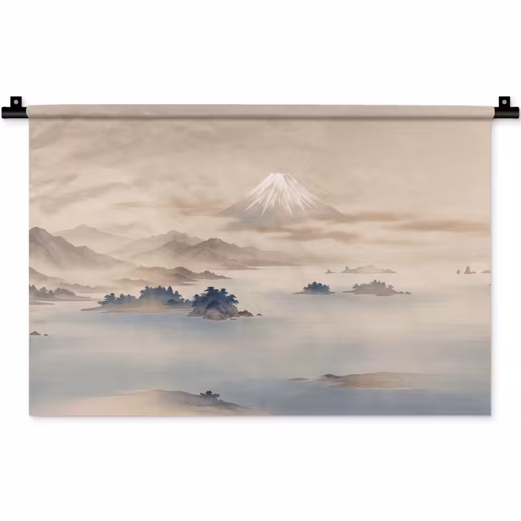 Wandkleed - Japans - Landschap - Beige — 1