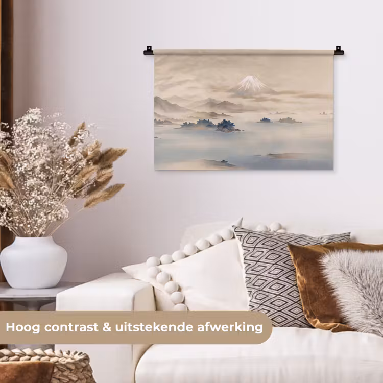 Wandkleed - Japans - Landschap - Beige — 4