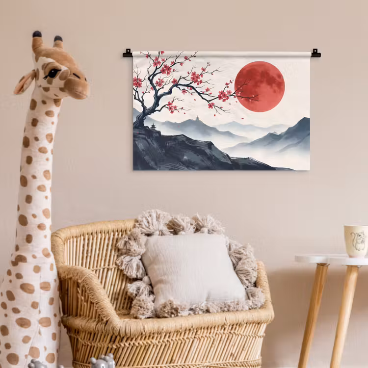 Wandkleed - Kersenbloesem - Oosters - Rood — 5