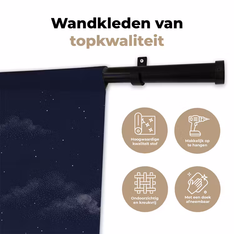 Wandkleed - Kraanvogels - Nachthemel - Blauw — 3
