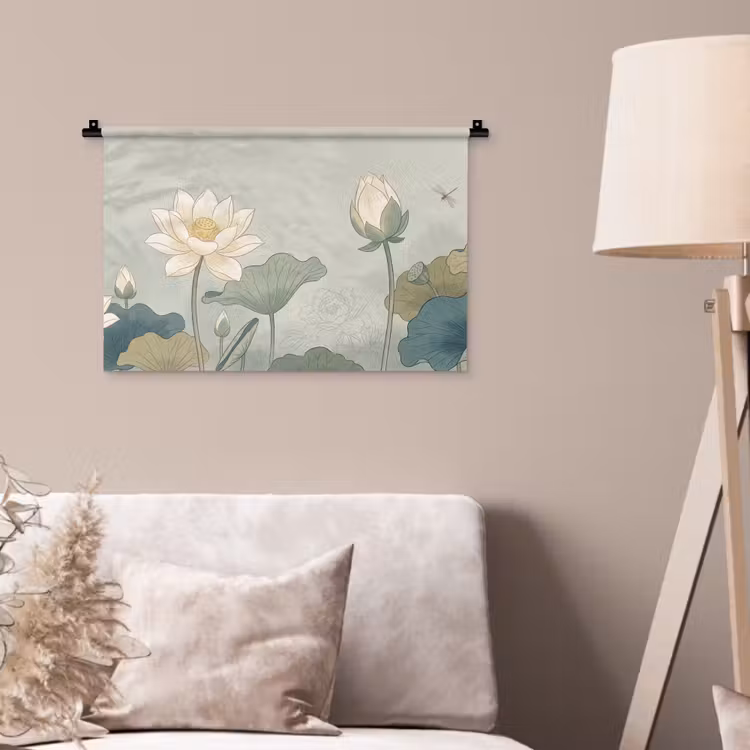 Wandkleed - Lotus - Bloemen - Groen — 2