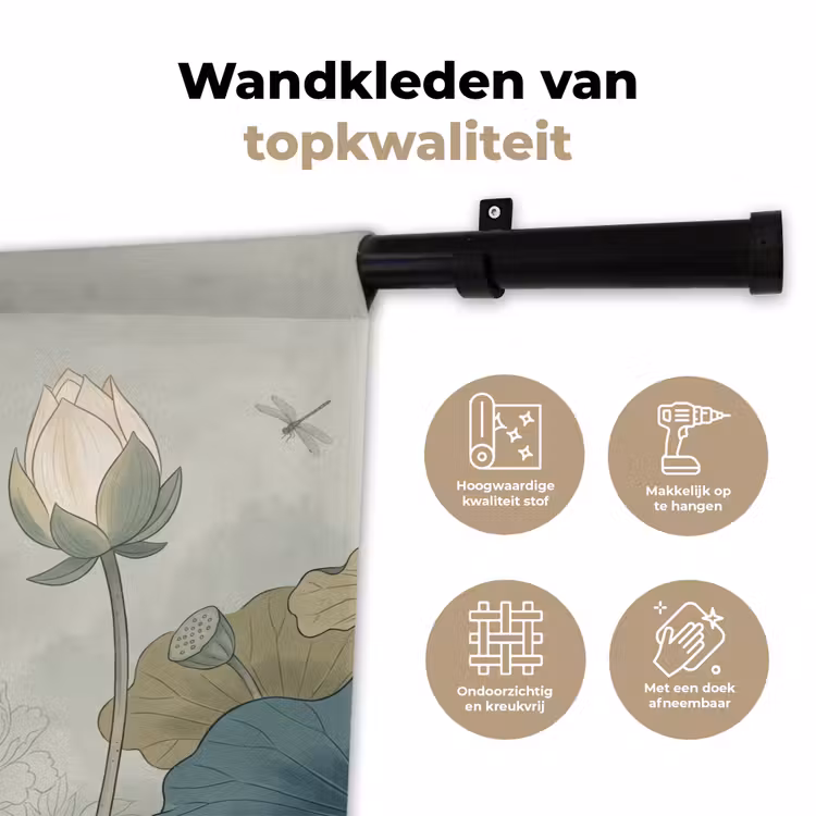 Wandkleed - Lotus - Bloemen - Groen — 3