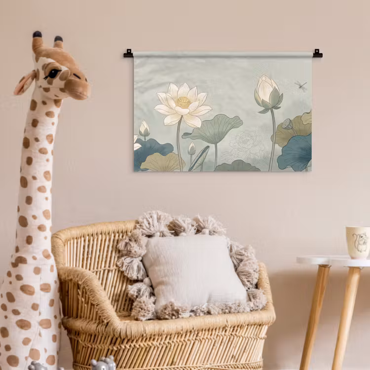 Wandkleed - Lotus - Bloemen - Groen — 5