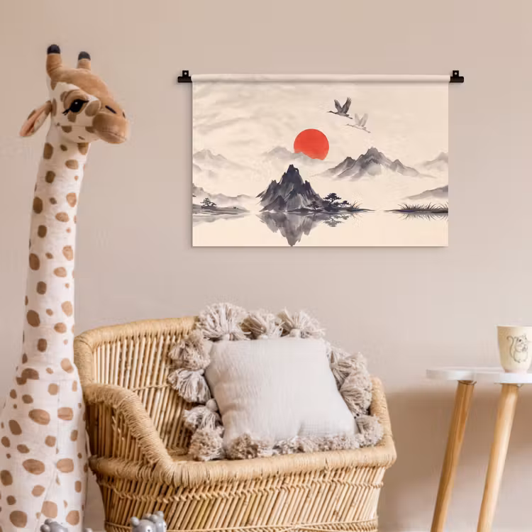 Wandkleed - Oosters - Kraanvogels - Landschap — 5