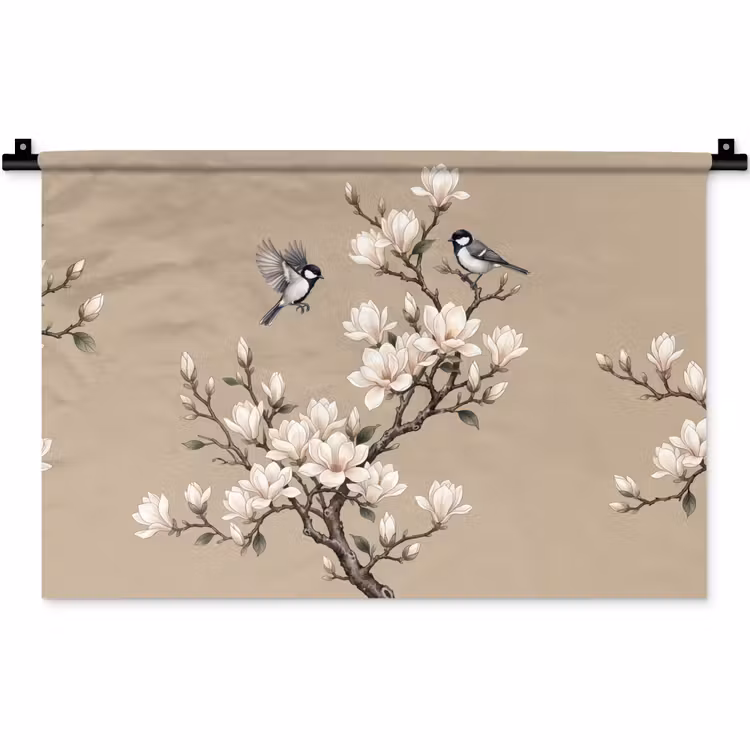 Wandkleed - Oosters - Vogels - Beige — 1