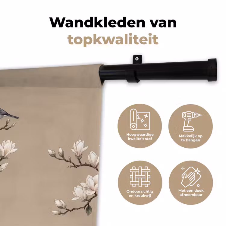 Wandkleed - Oosters - Vogels - Beige — 3