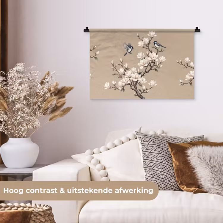 Wandkleed - Oosters - Vogels - Beige — 4