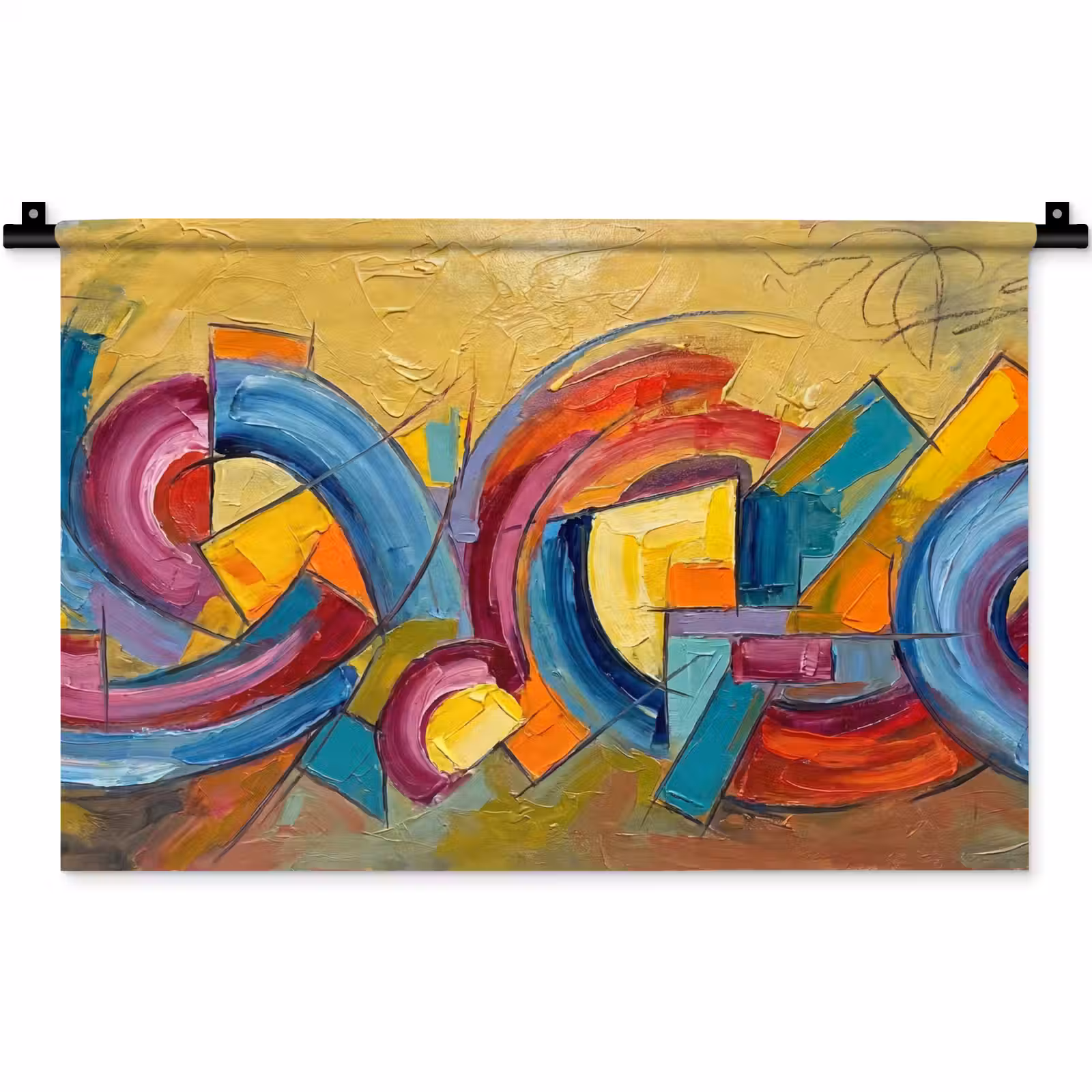 Wandkleed - Abstract - Cirkels - Schilderij - Kleurrijk - Dynamisch — 1