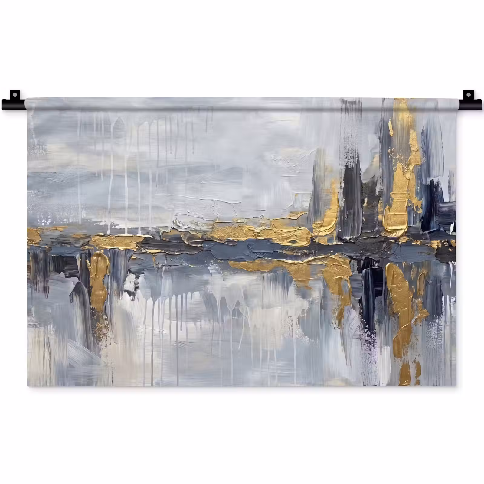 Wandkleed - Abstract - Structuur - Goud - Grijs - Modern — 1