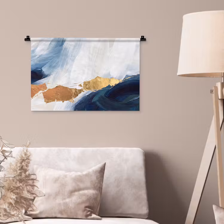 Wandkleed - Abstract - Acryl - Blauw - Goud - Elegant — 2