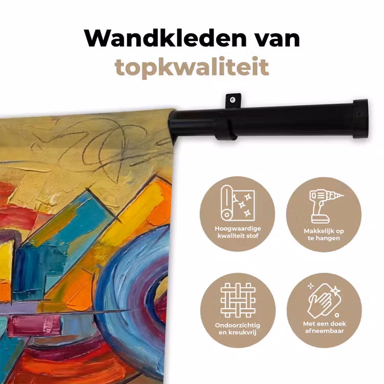 Wandkleed - Abstract - Cirkels - Schilderij - Kleurrijk - Dynamisch — 3
