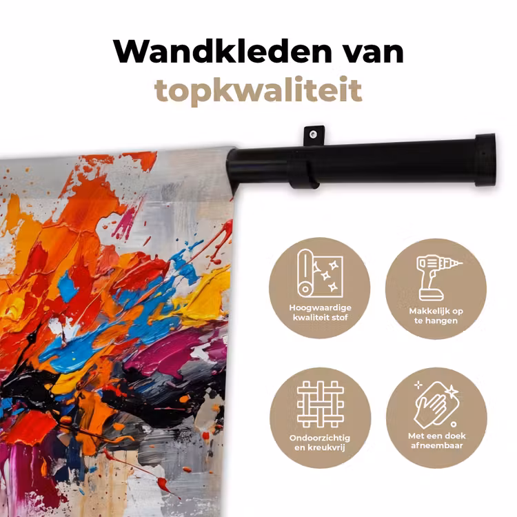 Wandkleed - Abstract - Schilderij - Kleurrijk - Dynamisch — 3