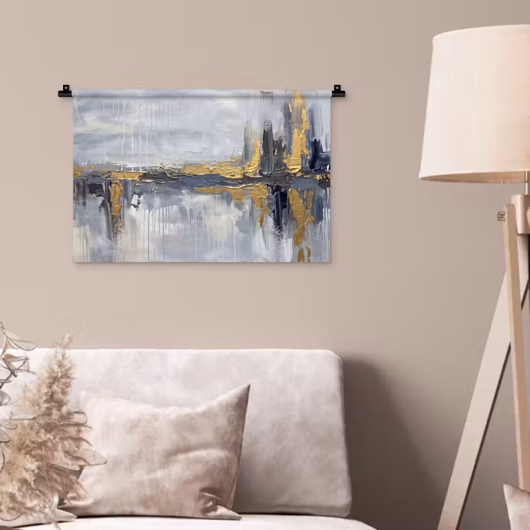 Wandkleed - Abstract - Structuur - Goud - Grijs - Modern — 2